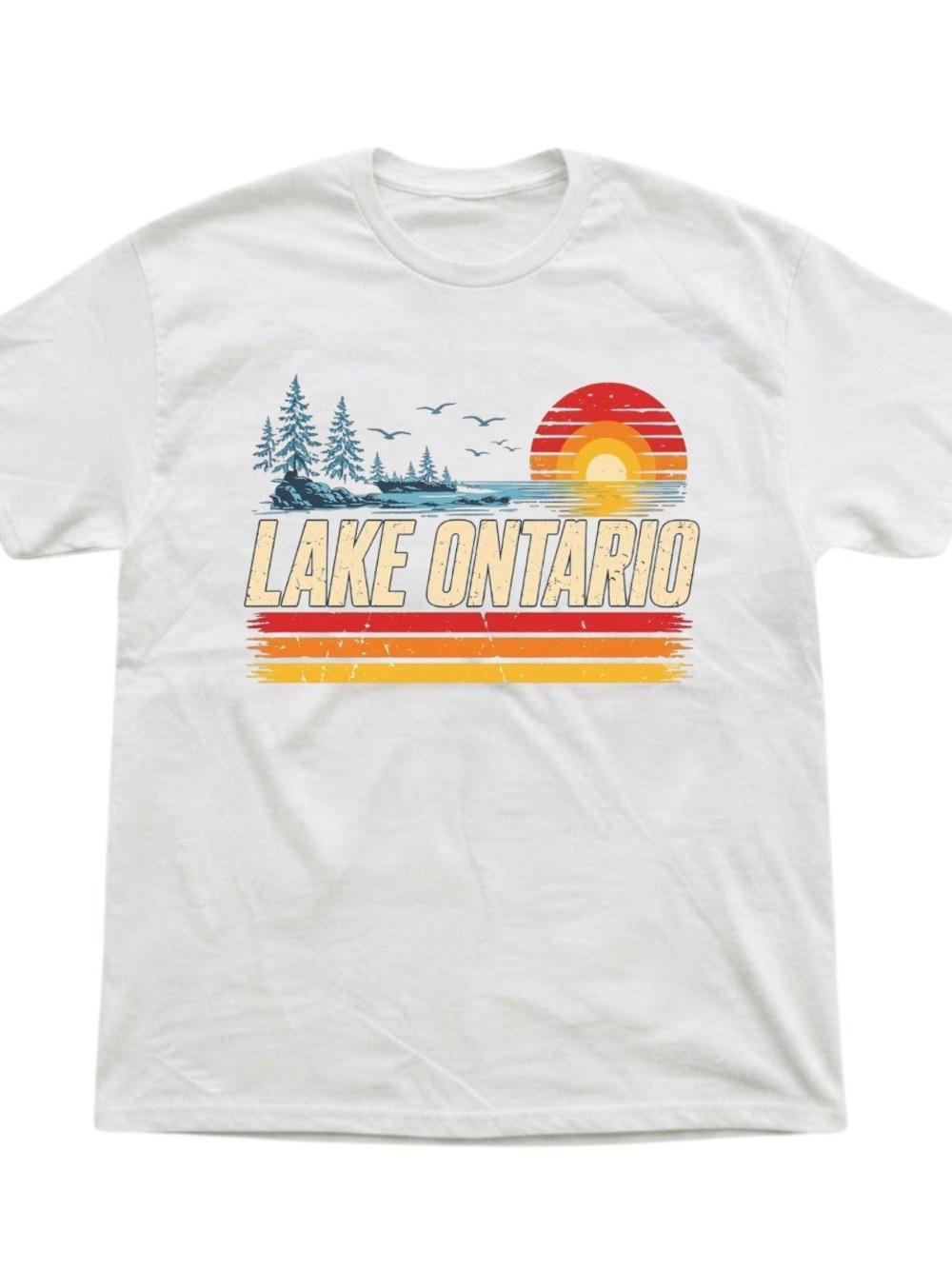 Lake Ontario Landscape Nature White Cotton Gildan T-Shirt